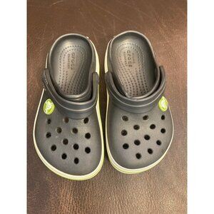 Crocs Gray, While and Green Unisex Toddler Size 8C